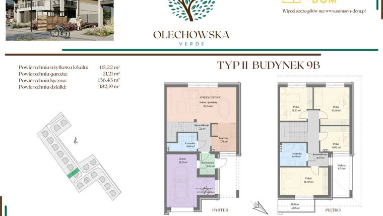 Rzut - Dom na sprzedaż 5 pokoi o powierzchni 136,43 m² - numer 9B w Olechowska Verde