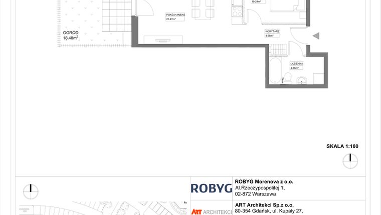 Rzut - Mieszkanie na sprzedaż 1 pokój o powierzchni 29,17 m² - numer 3.10.0M01 w Szumilas etap III