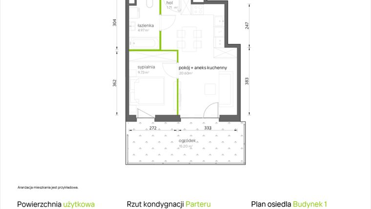 Rzut - Mieszkanie na sprzedaż 2 pokoje o powierzchni 37,01 m² - numer 1.0.12 w Aroniowa Vita