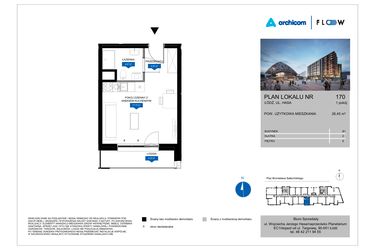 Rzut - Mieszkanie na sprzedaż 1 pokój o powierzchni 26,45 m² - numer 170 w Flow