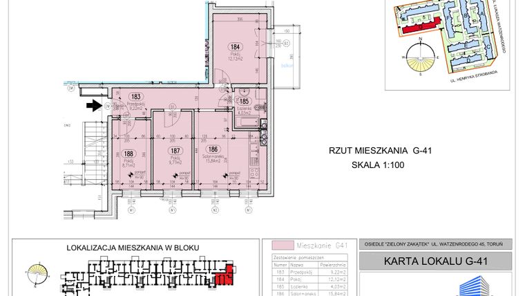 Rzut - Mieszkanie na sprzedaż 4 pokoje o powierzchni 59,69 m² - numer G-41 w Zielony Zakątek - bud. G
