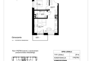 Rzut - Mieszkanie na sprzedaż 2 pokoje o powierzchni 40,21 m² - numer 10 w Esperanto Park etap II