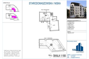 Rzut - Mieszkanie na sprzedaż 2 pokoje o powierzchni 62,4 m² - numer 23 w Kamienica przy ul. Starodomaszowskiej