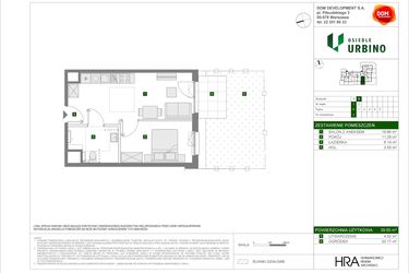 Rzut - Mieszkanie na sprzedaż 2 pokoje o powierzchni 39,83 m² - numer B2 w Osiedle Urbino etap 4.1