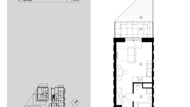 Rzut - Mieszkanie na sprzedaż 1 pokój o powierzchni 27,53 m² - numer M2.0.76 w Modern Helenów