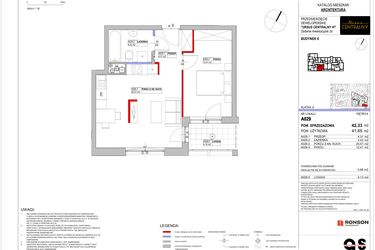 Rzut - Mieszkanie na sprzedaż 2 pokoje o powierzchni 42,33 m² - numer 8.A029 w Ursus Centralny etap VI