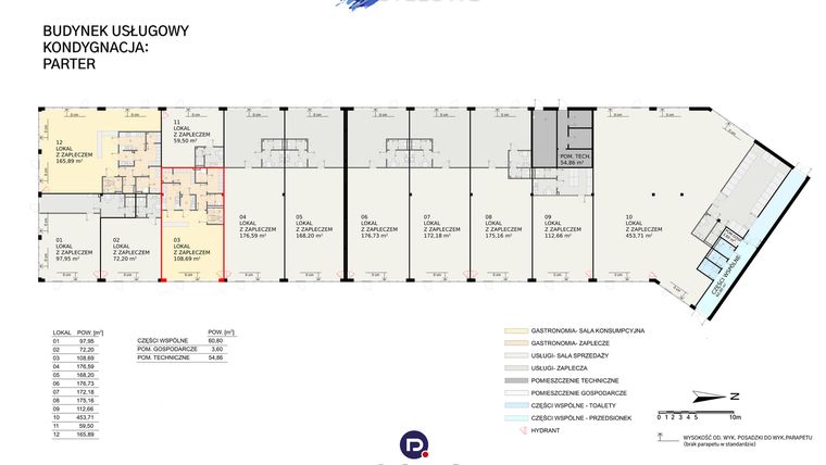 Rzut - Lokal użytkowy na sprzedaż 1 pokój o powierzchni 108,69 m² - numer 3 w Park Handlowy Pastelowe