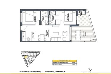 Rzut - Dom na sprzedaż 2 pokoje o powierzchni 63,5 m² - numer 23 w Domy w San Fulgencio - 46495750