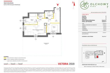 Rzut - Mieszkanie na sprzedaż 3 pokoje o powierzchni 55,64 m² - numer 56 w Olchowy Park VII