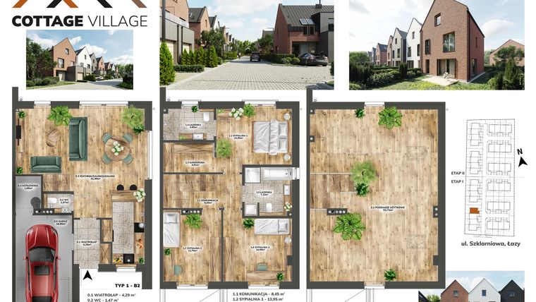 Rzut - Dom na sprzedaż 5 pokoi o powierzchni 187,03 m² - numer B2.2 w Cottage Village