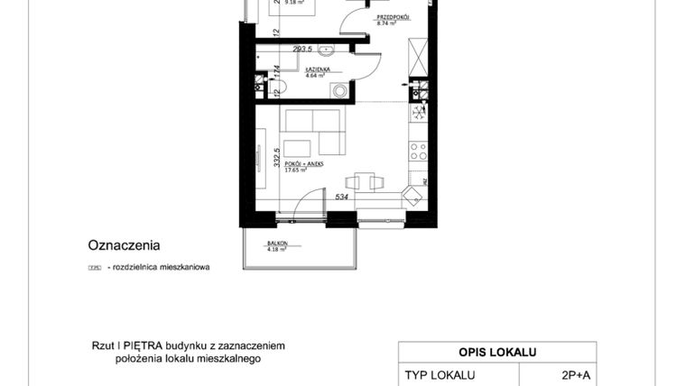 Rzut - Mieszkanie na sprzedaż 2 pokoje o powierzchni 40,21 m² - numer 10 w Esperanto Park etap II