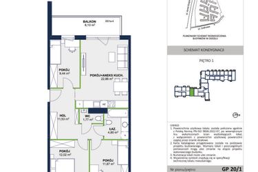 Rzut - Mieszkanie na sprzedaż 4 pokoje o powierzchni 74,29 m² - numer 74 w Wolne Miasto etap VII