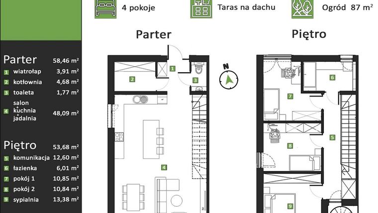 Rzut - Dom na sprzedaż 4 pokoje o powierzchni 112,14 m² - numer M2.A w Zielona Polana 3