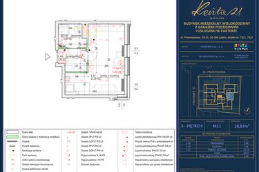 Rzut - Mieszkanie na sprzedaż 1 pokój o powierzchni 28,87 m² - numer 11 w Revita 21 by Hvile Park