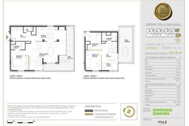 Rzut - Mieszkanie na sprzedaż 4 pokoje o powierzchni 116,19 m² - numer WKJ-LM-25 w Wola Księcia Janusza