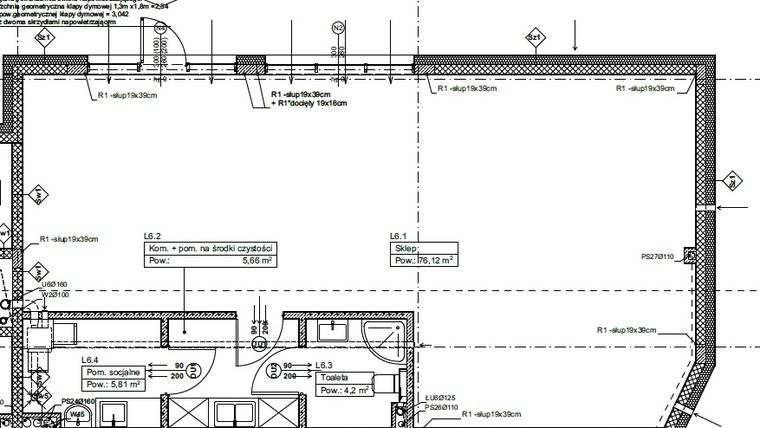 Rzut - Lokal użytkowy na sprzedaż 3 pokoje o powierzchni 91,79 m² - numer L6 w Zielone Tarasy
