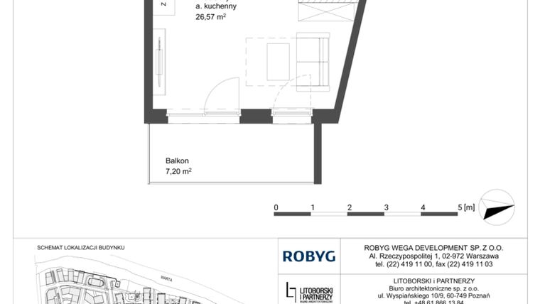 Rzut - Mieszkanie na sprzedaż 1 pokój o powierzchni 32,44 m² - numer 1M17 w Elektrovnia Garbary