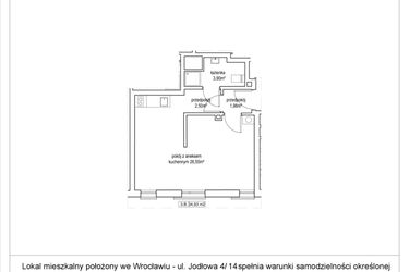Rzut - Mieszkanie na sprzedaż 1 pokój o powierzchni 34,93 m² - numer 4/14. w Apartamenty Nowy Targ