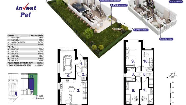 Rzut - Dom na sprzedaż 5 pokoi o powierzchni 117,27 m² - numer 6B w Villa Park Gdańsk etap III