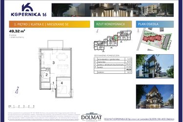 Rzut - Mieszkanie na sprzedaż 2 pokoje o powierzchni 49,32 m² - numer E05 w Kopernika Szesnaście