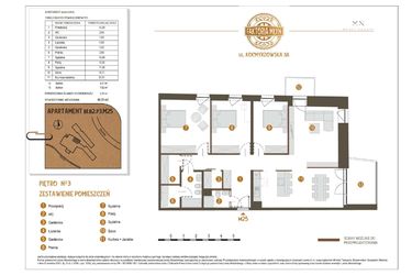 Rzut - Mieszkanie na sprzedaż 4 pokoje o powierzchni 116,35 m² - numer B1.B2.P3.M25 w Faktoria Młyn