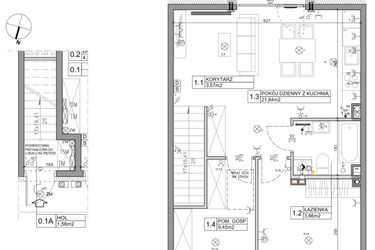 Rzut - Mieszkanie na sprzedaż 3 pokoje o powierzchni 58,82 m² - numer 104 w Manufaktura Marki 2 etap IV