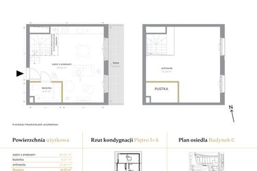 Rzut - Mieszkanie na sprzedaż 1 pokój o powierzchni 61,53 m² - numer C/62 w Królowej Jadwigi