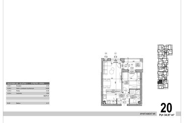 Rzut - Mieszkanie na sprzedaż 2 pokoje o powierzchni 34,97 m² - numer A.9.M.20 w Sobola Biel A9