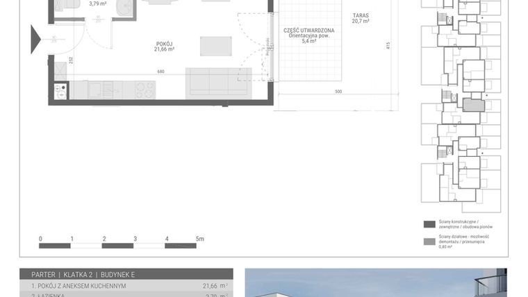 Rzut - Mieszkanie na sprzedaż 1 pokój o powierzchni 25,45 m² - numer 21 w Monsa bud. E