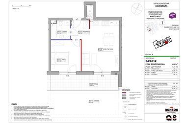 Rzut - Mieszkanie na sprzedaż 2 pokoje o powierzchni 44,42 m² - numer 16_B012 w Miasto Moje 8