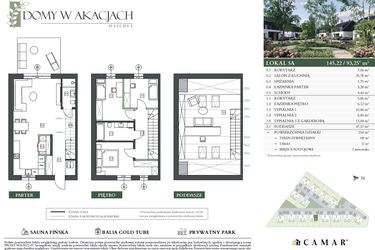 Rzut - Dom na sprzedaż 4 pokoje o powierzchni 145,22 m² - numer 5A w Domy w akacjach