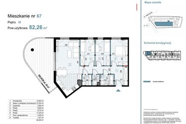Rzut - Mieszkanie na sprzedaż 4 pokoje o powierzchni 82,26 m² - numer 67 w Medyków 32