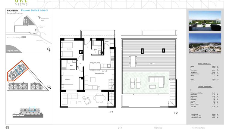 Rzut - Mieszkanie na sprzedaż 2 pokoje o powierzchni 75,25 m² - numer DA-3 w Nature Views - Torrevieja