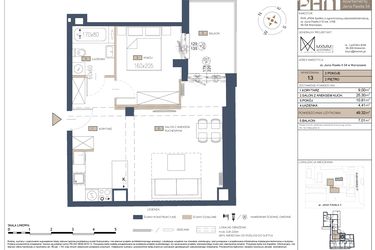 Rzut - Mieszkanie na sprzedaż 2 pokoje o powierzchni 49,32 m² - numer 13 w Apartamenty Jana Pawła 34