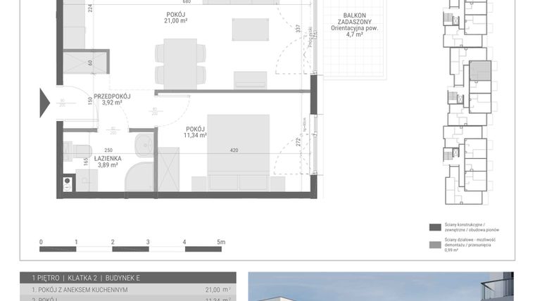 Rzut - Mieszkanie na sprzedaż 2 pokoje o powierzchni 40,15 m² - numer 27 w Monsa bud. E