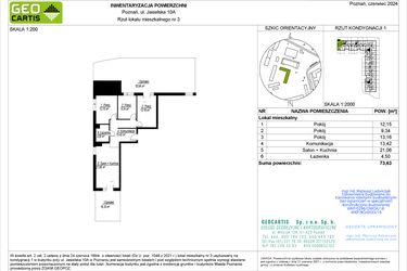Rzut - Mieszkanie na sprzedaż 4 pokoje o powierzchni 73,63 m² - numer A3 w Jasielska 8C