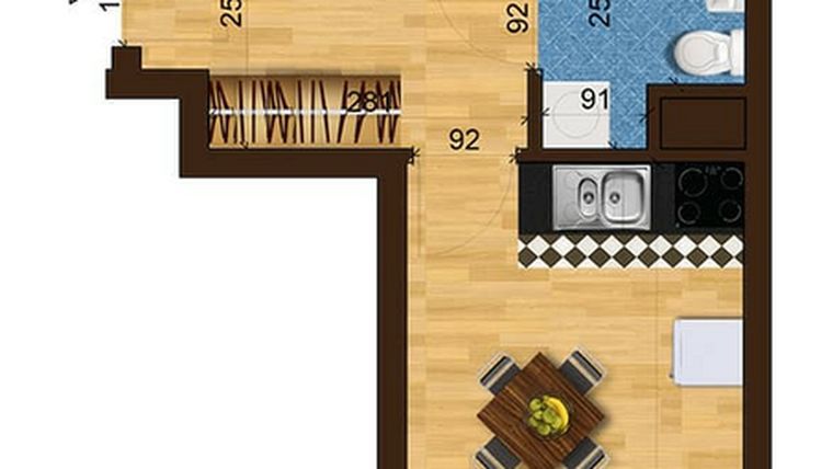 Rzut - Mieszkanie na sprzedaż 3 pokoje o powierzchni 55,8 m² - numer 6B.89 w Mierzeja Wiślana etap III