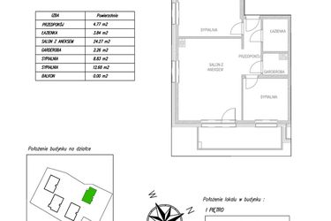 Rzut - Mieszkanie na sprzedaż 3 pokoje o powierzchni 56,26 m² - numer A9 w Osiedle Zuchów