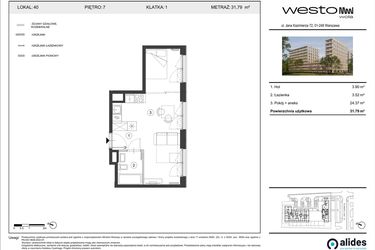 Rzut - Mieszkanie na sprzedaż 1 pokój o powierzchni 31,79 m² - numer 40 w Westo Wola