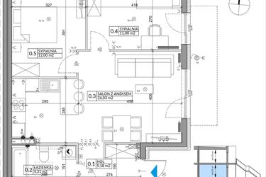 Rzut - Mieszkanie na sprzedaż 3 pokoje o powierzchni 61,65 m² - numer 42A w Osiedle Młodych etap V