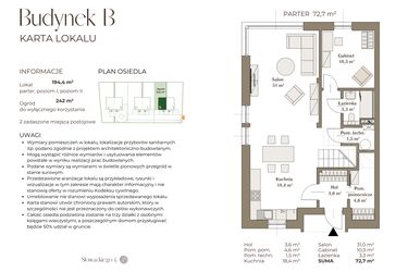 Rzut - Dom na sprzedaż 6 pokoi o powierzchni 194,4 m² - numer B w Słowackiego 5