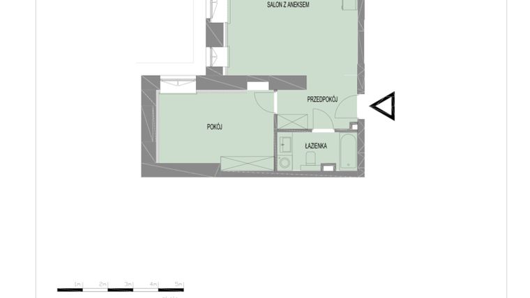 Rzut - Mieszkanie na sprzedaż 2 pokoje o powierzchni 54,32 m² - numer A2 w Komuny Paryskiej 19a