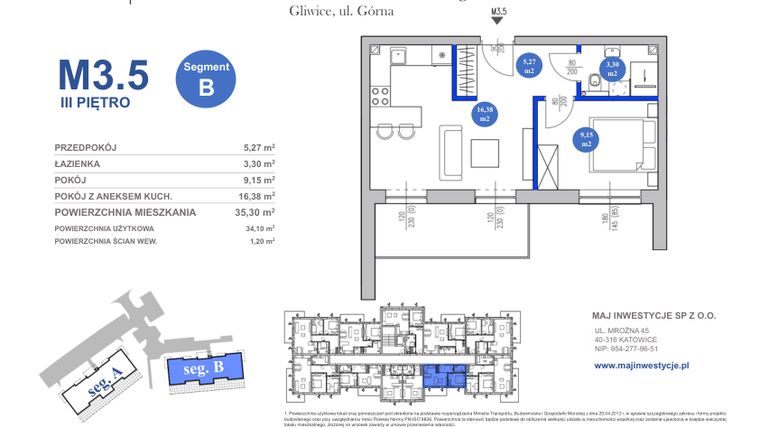 Rzut - Mieszkanie na sprzedaż 2 pokoje o powierzchni 34,1 m² - numer M3.5 w Osiedle Majowe 2.0