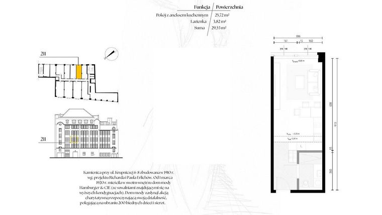 Rzut - Mieszkanie na sprzedaż 1 pokój o powierzchni 29,53 m² - numer G2/11 – 211 w Krupnicza 6/8