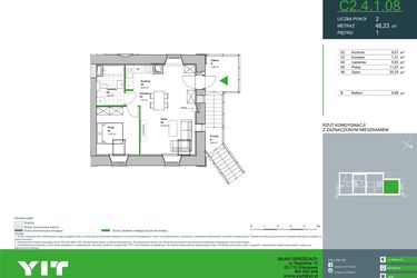 Rzut - Mieszkanie na sprzedaż 2 pokoje o powierzchni 48,23 m² - numer C2.4.1.08 w Aroma Park Lofty