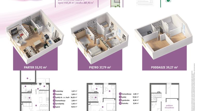 Rzut - Dom na sprzedaż 3 pokoje o powierzchni 115,25 m² - numer 4a w Osiedle Pastell