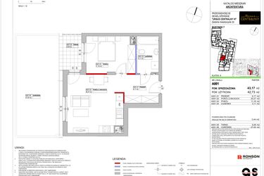 Rzut - Mieszkanie na sprzedaż 2 pokoje o powierzchni 43,17 m² - numer 7.A001 w Ursus Centralny etap VI