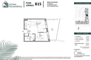 Rzut - Mieszkanie na sprzedaż 3 pokoje o powierzchni 30,67 m² - numer B15 w Nowa Palmiarnia