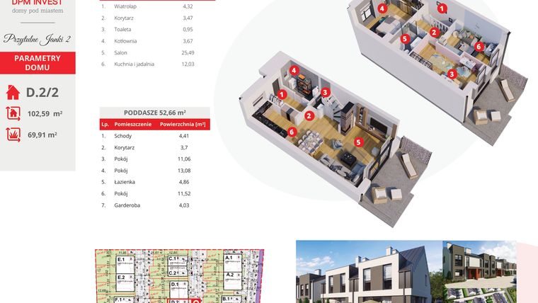Rzut - Dom na sprzedaż 4 pokoje o powierzchni 102,5 m² - numer D.2/2 w Osiedle Przytulne Janki II etap 2