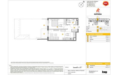 Rzut - Mieszkanie na sprzedaż 2 pokoje o powierzchni 39,22 m² - numer A.69 w Osiedle Rapsodia